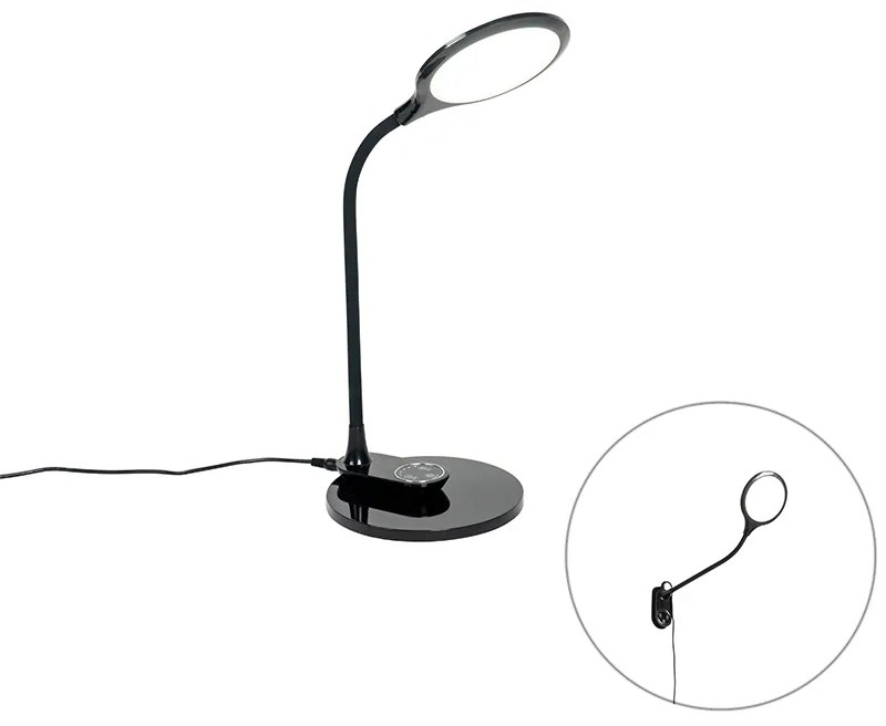 Lampă de masă și de perete neagră cu LED cu dimmer tactil - Joni