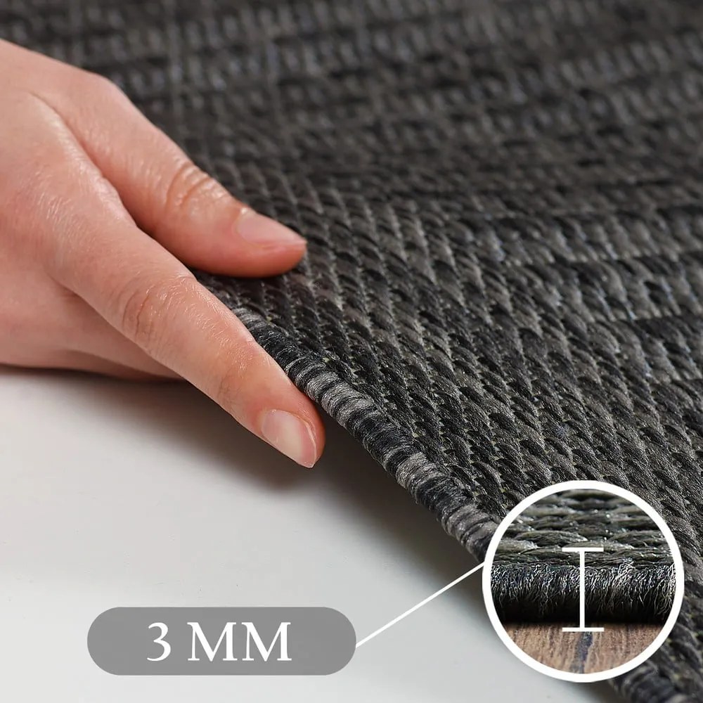 Covor pentru exterior și interior gri închis rotund ø 200 cm Giza 1410 – Ayyildiz Carpets