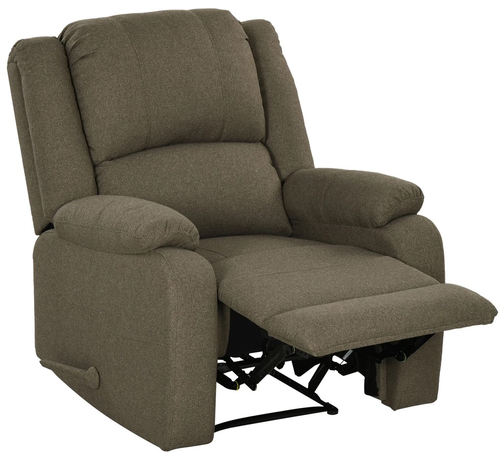 HOMCOM Fotoliu de relaxare, funcție de întindere și suport de picioare, reglabil, până la 150 kg, cadru din oțel, 90 x 96 x 98 cm, Maro | Aosom Romania