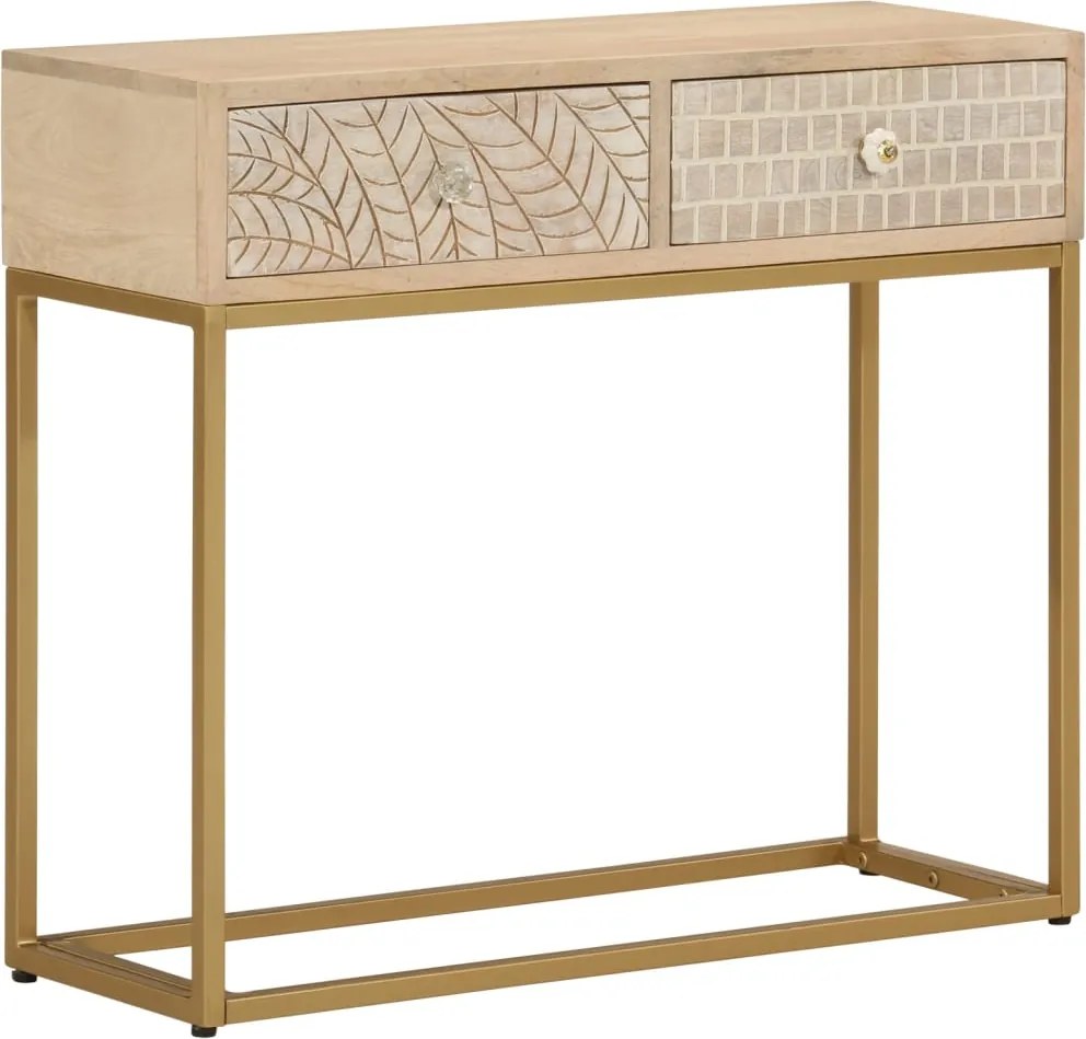 vidaXL Masă consolă, 90x30x76 cm, lemn masiv de mango și fier