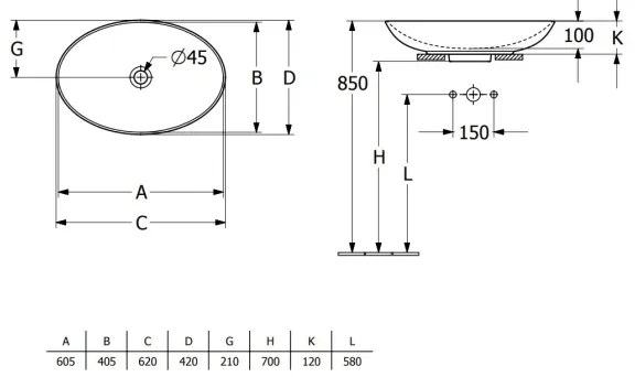 Villeroy & Boch 4A480001 - Lavoar pentru blat LOOP&FRIENDS 62x42 cm ceramică/alb