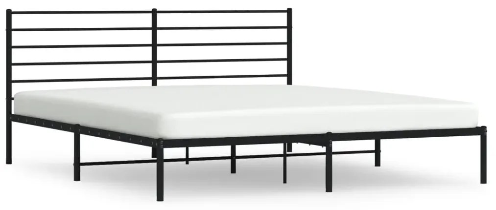 352326 vidaXL Cadru de pat metalic cu tăblie, negru, 200x200 cm