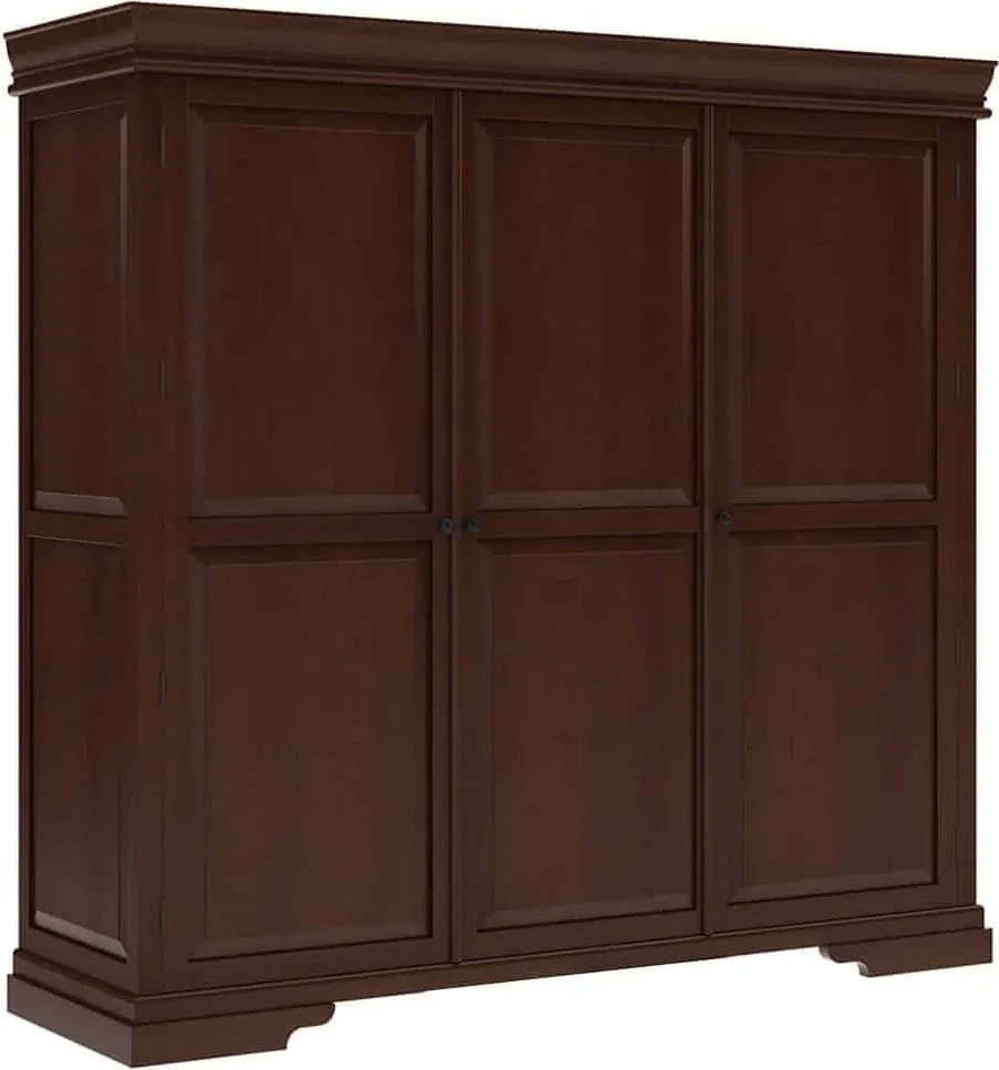 Dulap lemn masiv nuc Louis 3 Uși, 210 × 60 × 210 cm