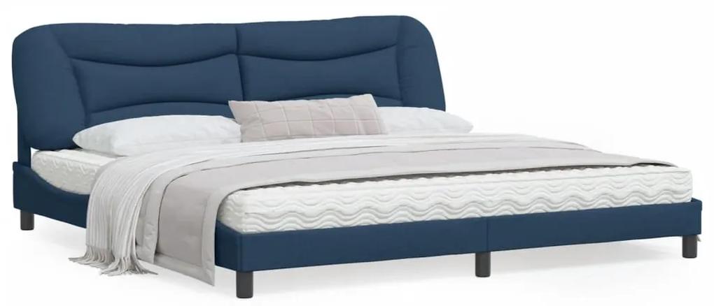 3207799 vidaXL Cadru de pat cu tăblie, albastru, 200x200 cm, textil