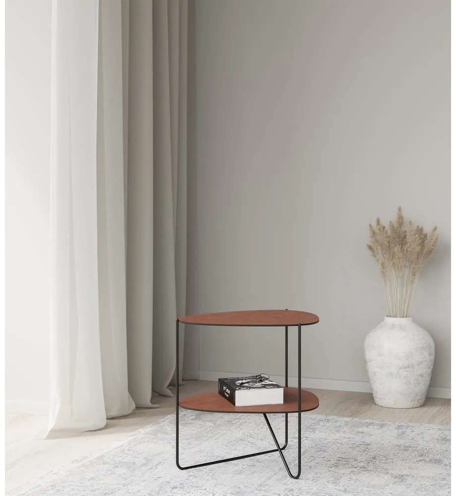 Măsuță de cafea maro coniac din metal 37x44 cm Curve Double Bull – LIND DNA