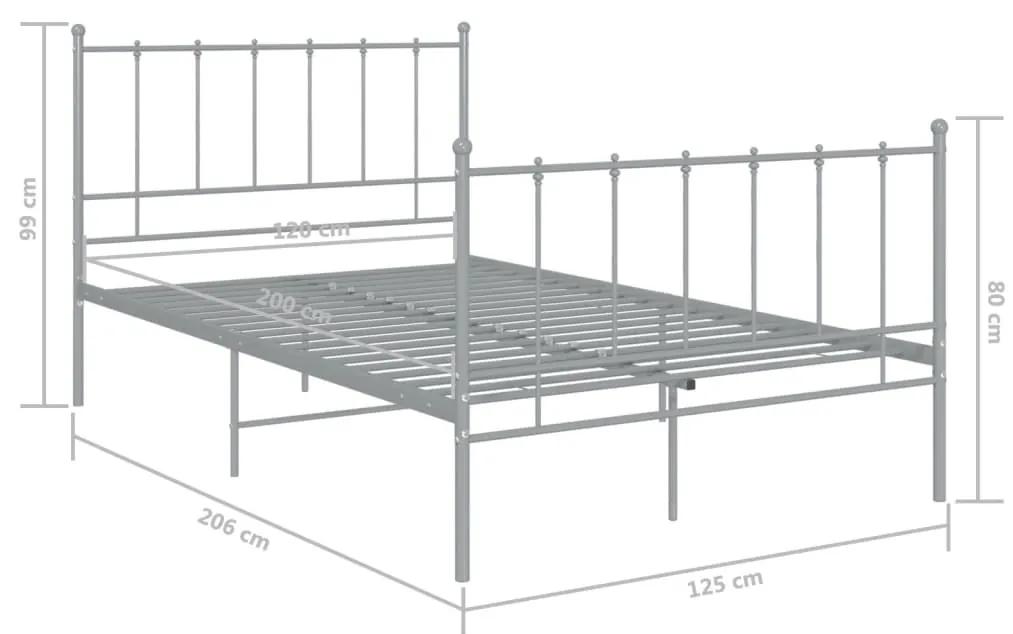 Cadru de pat, gri, 120x200 cm, metal Gri, 120 x 200 cm