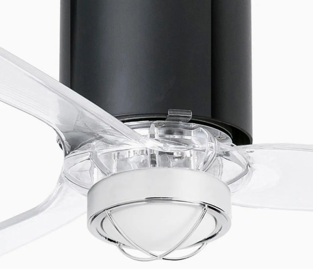 Lustra cu Ventilator si telecomanda MINI TUBE M LED negru/transparent