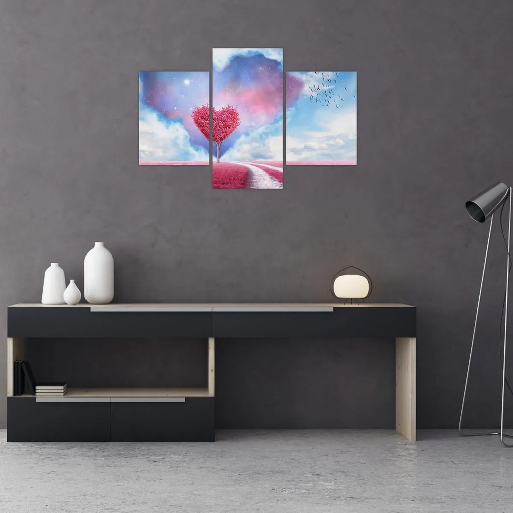 Tablou - Copac de inimă roz (90x60 cm)