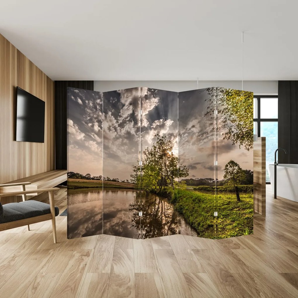 Paravan - Natura cu raze de soae (210x170 cm)