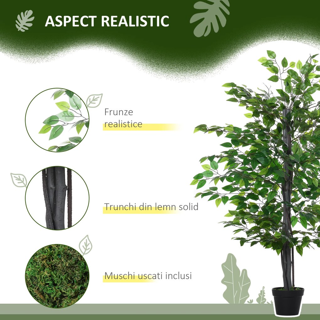 Arbore Artificial de Banan Outsunny, Planta Artificiala, bananier artificial | Aosom Romania