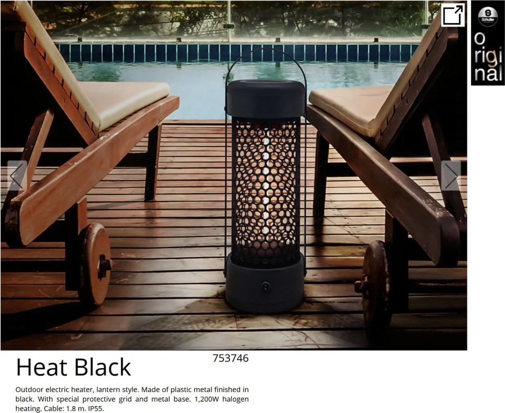 Încalzitor electric de terasa exterior portabil IP55 Heat Black