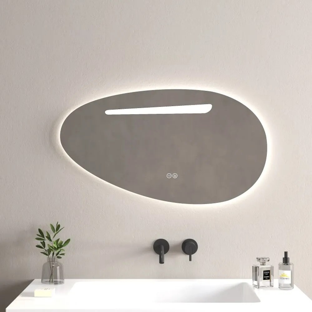 Oglinda cu iluminare si dezaburire Inter Ceramic Donato asimetrica 90x50 cm