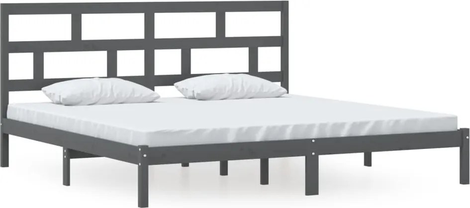 vidaXL Cadru de pat, gri, 200x200 cm, lemn masiv de pin