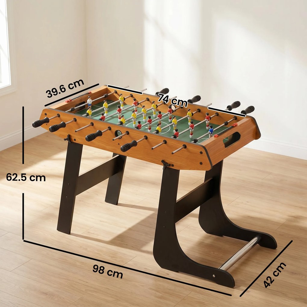 HOMCOM Masă de Fotbal Pliabilă, 22 Jucători și 2 Bile, 98x42x62,5 cm, Lemn | Aosom Romania