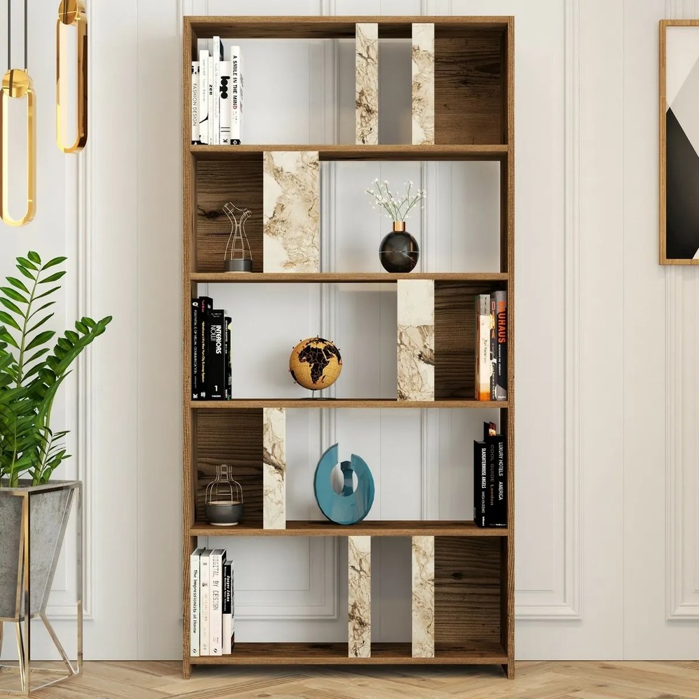 Bibliotecă Lime White Marbel and Walnut