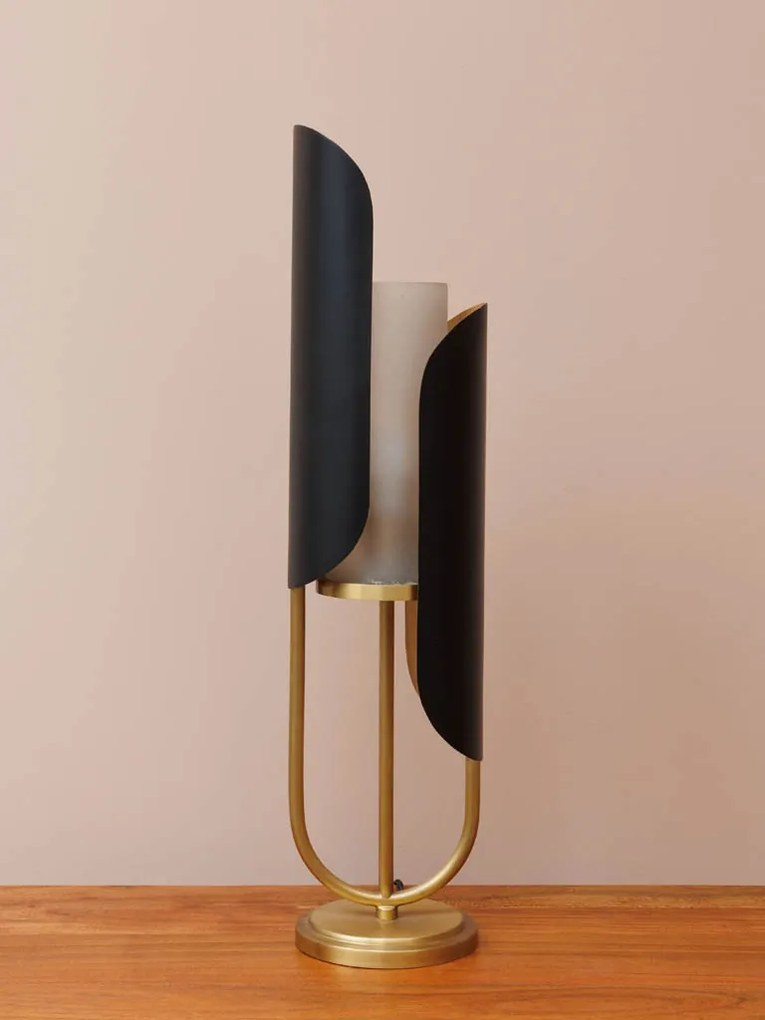 Lampa de masa, din metal si sticla, Moderna