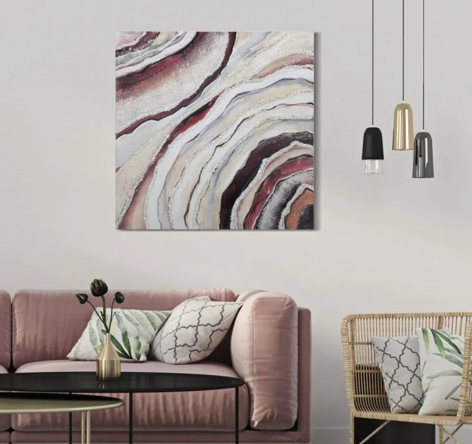 Tablou decorativ multicolor din lemn de Pin si panza, 80x2,8x80 cm, Redy Mauro Ferretti