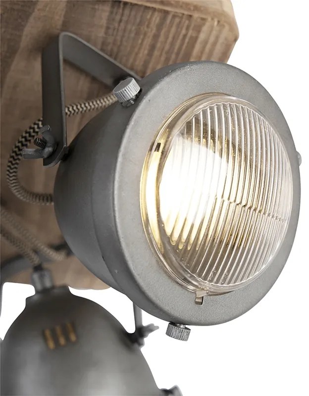 Spotlight industrial din oțel cu lemn inclinabil cu 4 lumini - Emado