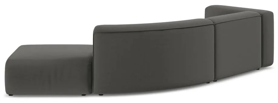 Șezlong gri cu tapițerie din catifea (cu colț pe partea dreaptă) Ekahi – Makamii