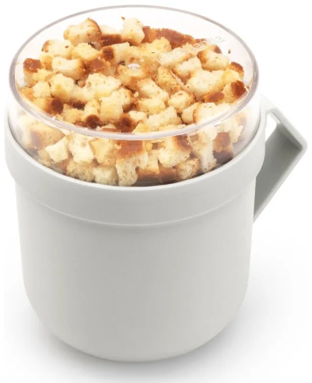 Ceasca pentru supa cu capac Brabantia Make&Take 1006295, 600+180 ml, Capac cu infiletare, Fara BPA, Gri