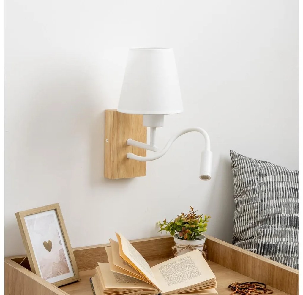 Lampă LED de perete Brilagi NUBILA WOOD 1xE27/25W/230V + LED/3W stejar/alb