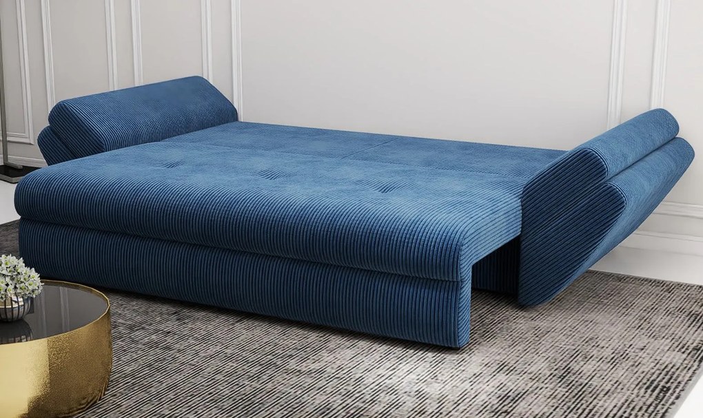Canapea extensibilă dumonde cu ladă de depozitare si sezut confortabil din spuma high-density, Loana Zoom Blue 250x100 cm