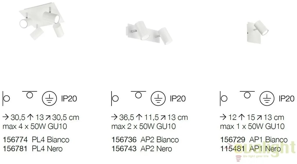 Plafoniera design modern minimalist SPOT PL4 alba 156774
