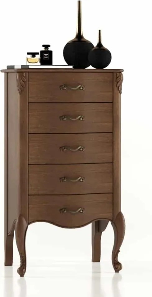 Comodă lemn masiv Celisea 5 Sertare, 65,5 × 49 × 118 cm