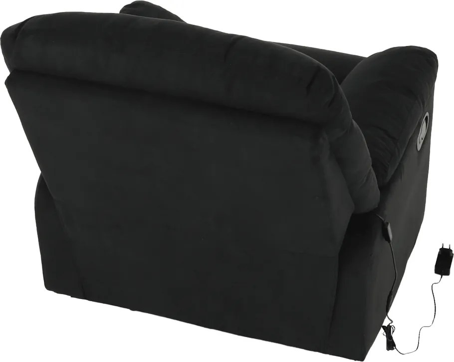 Fotoliu reglabil masaj, material textil catifea negru, LAMBERT