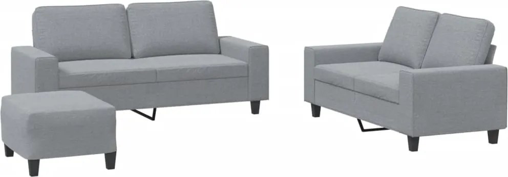 vidaXL Set de canapele, 3 piese, gri deschis, textil
