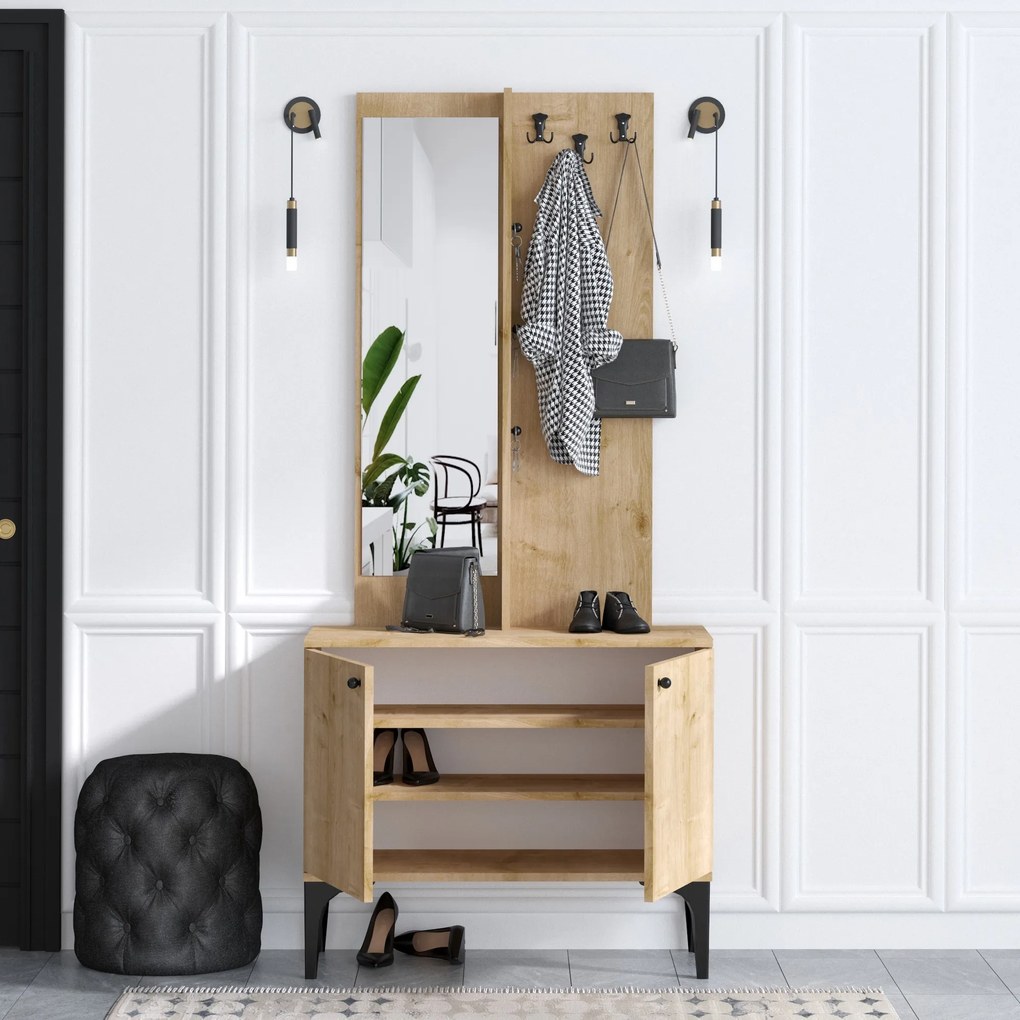 Set mobilier pentru hol Lara (Stejar). 1072683