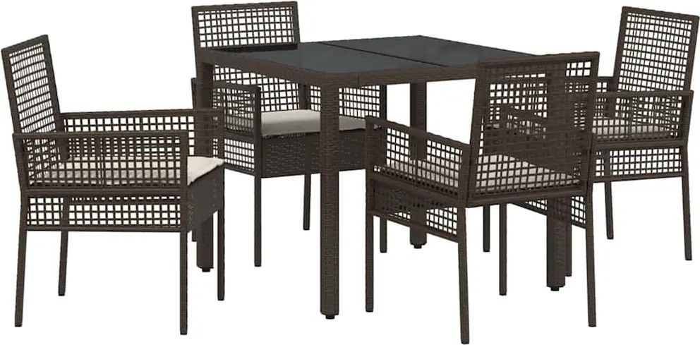 vidaXL Set de masă pentru grădină 5 pcs Maro poliratan