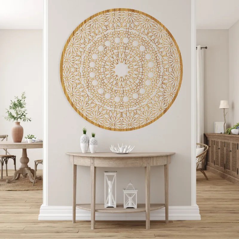 SENTOP | Mandala luxoasă din lemn pe perete, decorațiune interioară 3D | HELA