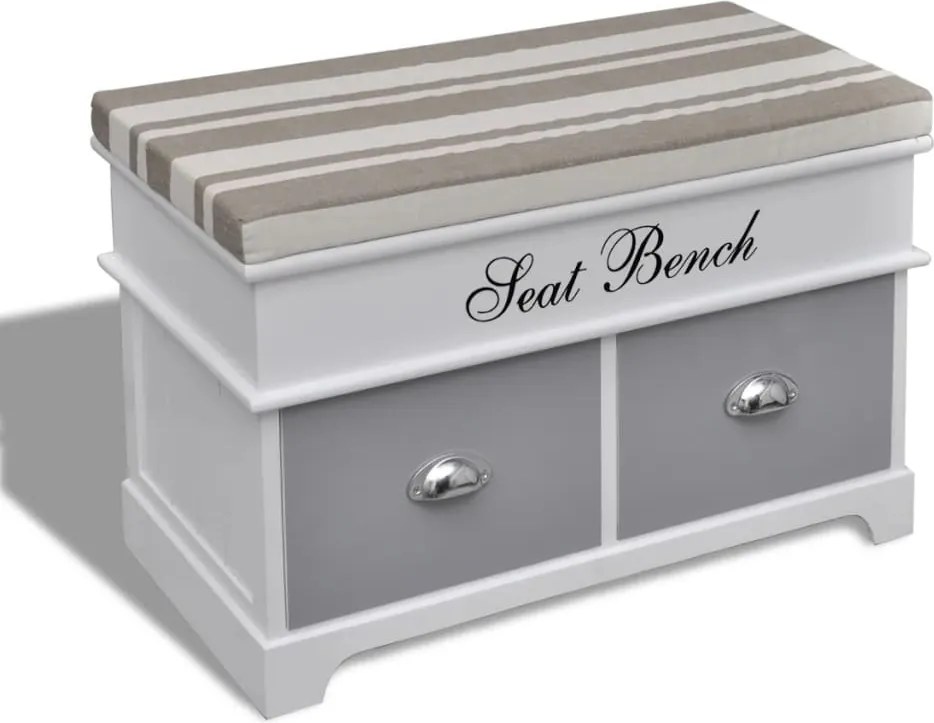 vidaXL Bancă de depozitare cu pernă gri deasupra 2 sertare