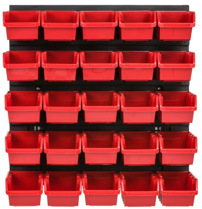 Perete pentru unelte 39x39cm + 25 cutii RED