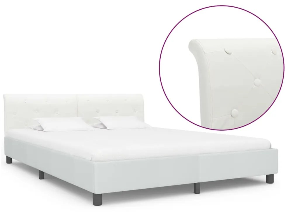 284875 vidaXL Cadru de pat, alb, 180 x 200 cm, piele ecologică
