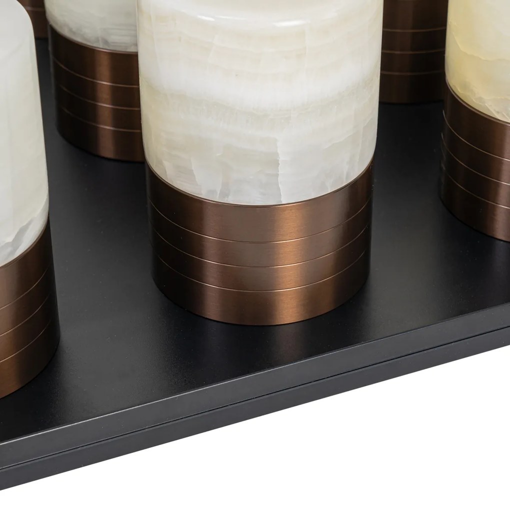 Set de 12 lămpi de masă bronz închis RGBW reîncărcabile Inclusiv stație de încărcare - Alessia