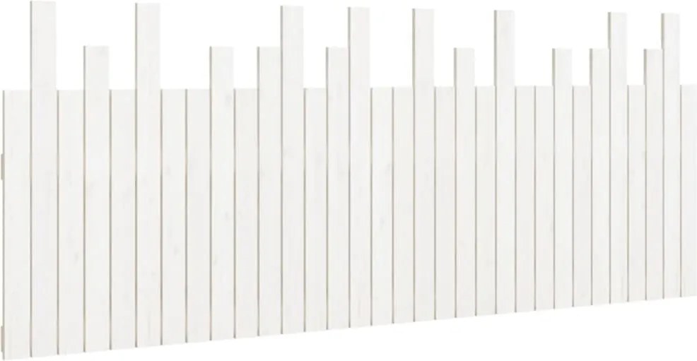 vidaXL Tăblie de pat pentru perete, alb, 204x3x80 cm, lemn masiv pin