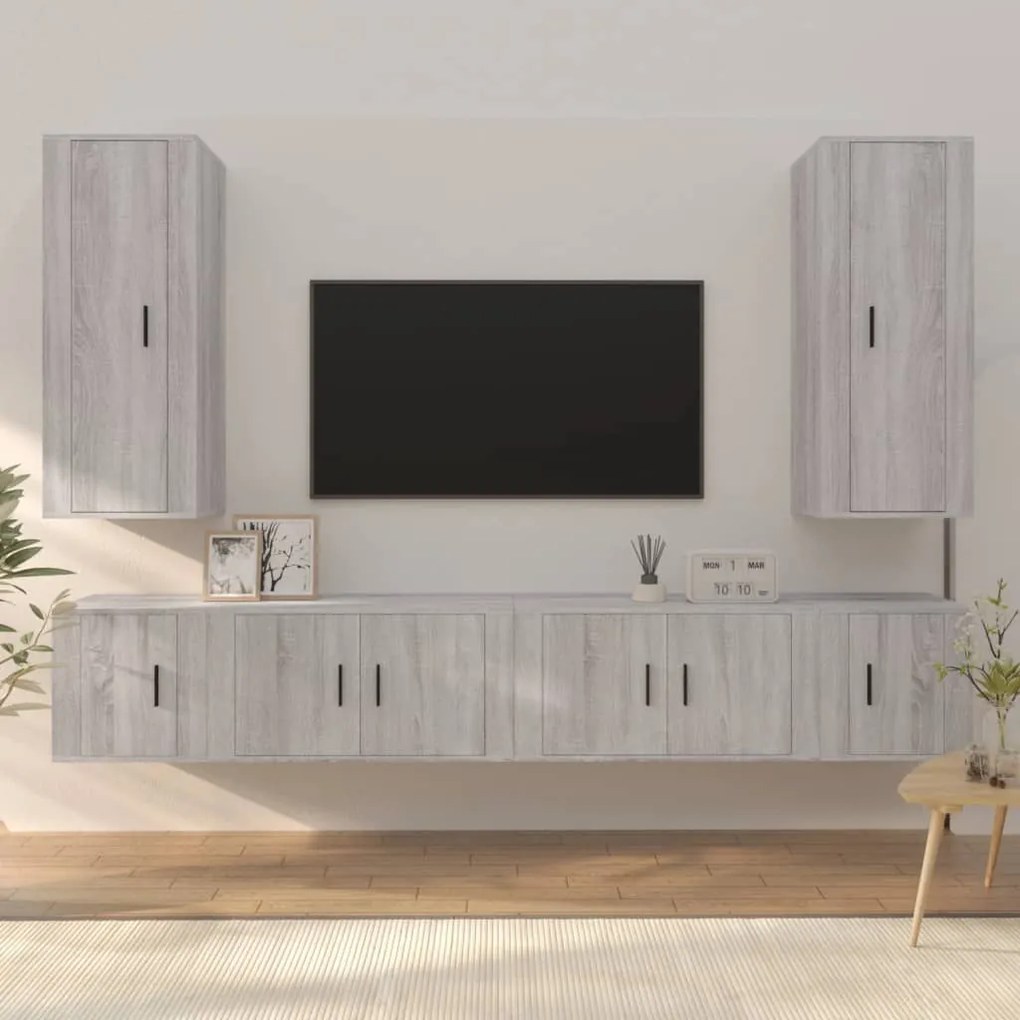 3188844 vidaXL Set dulapuri TV, 6 piese, gri sonoma, lemn prelucrat