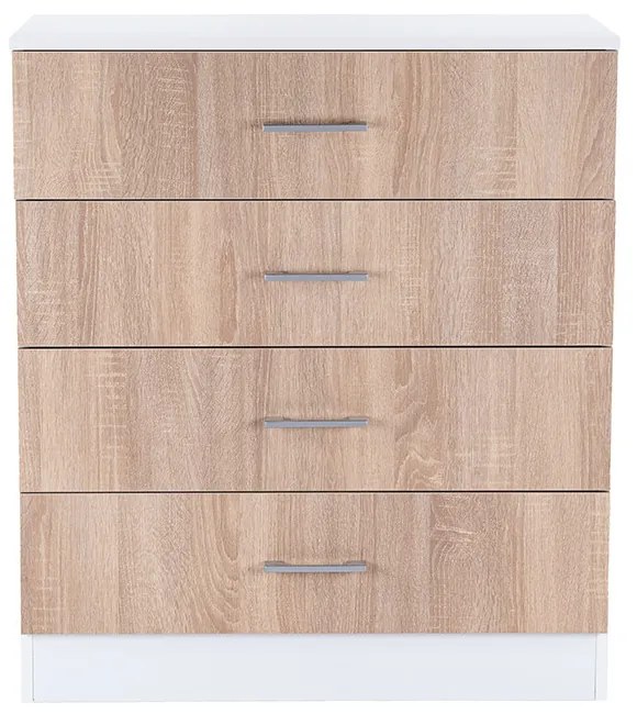 Comodă Miami cu 4 sertare 80x92 cm stejar sonoma-alb