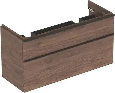 Dulap baza pentru lavoar dublu suspendat Geberit Smyle Square nuc 2 sertare 119 cm