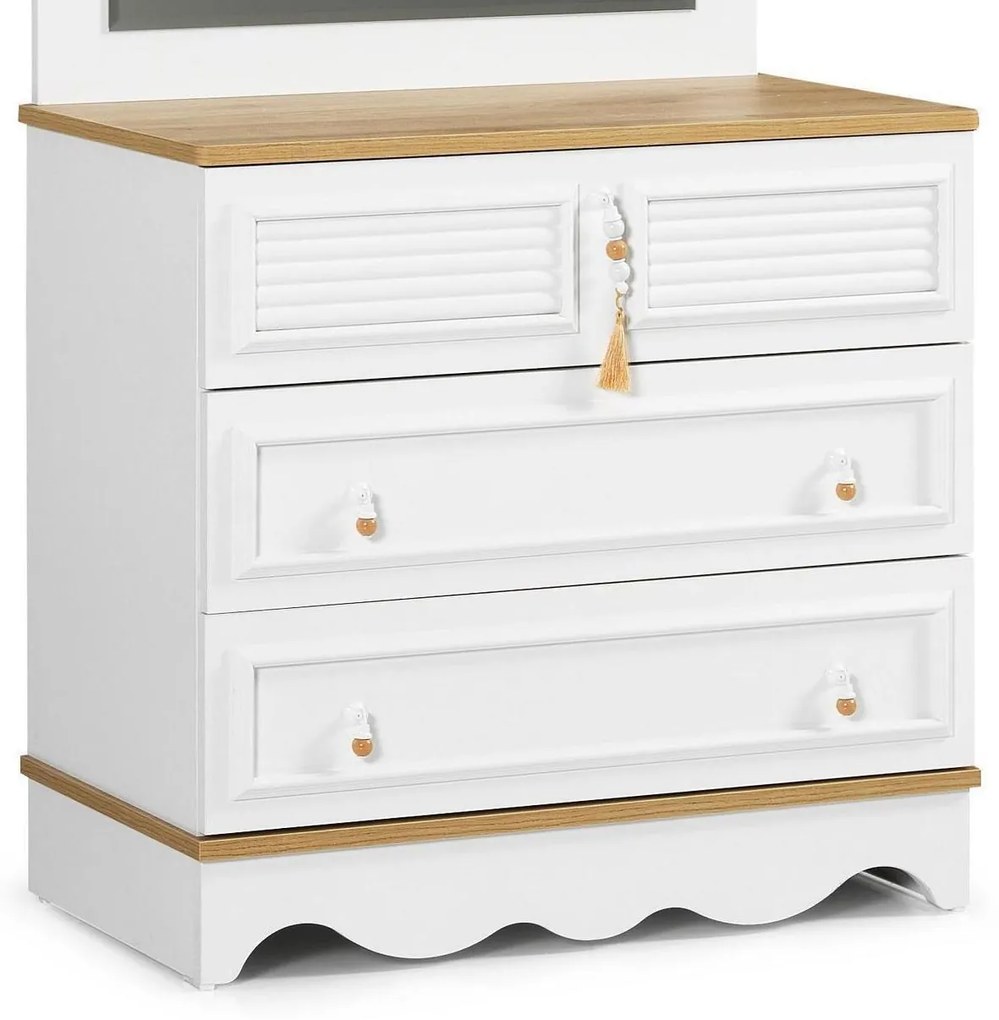 Comoda cu 3 sertare Luna 83x45x77 cm Alb si Cappuccino