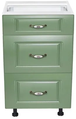 Corp inferior 50 cu 3 sertare metalice greutate Zebra MDF Verde