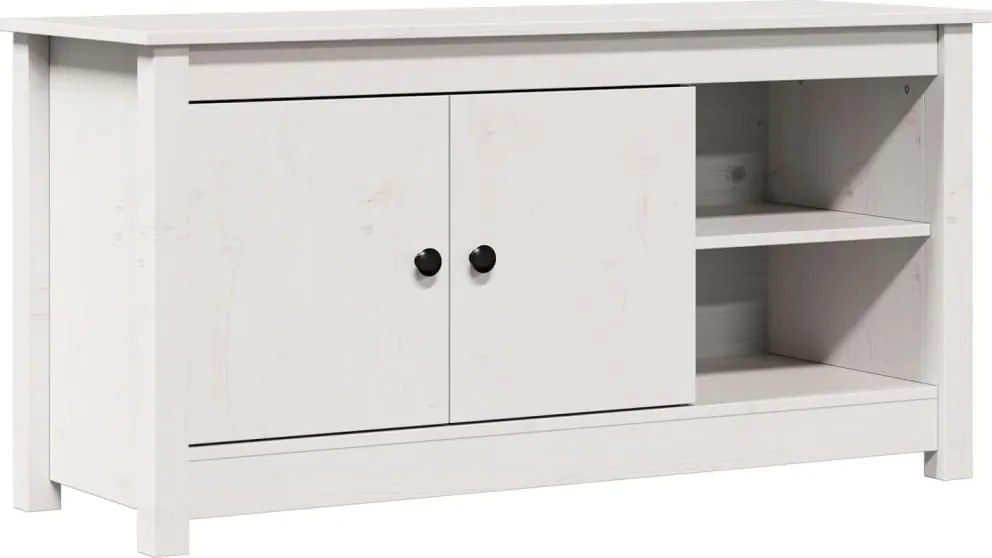 vidaXL Comodă TV, alb, 103x36,5x52 cm, lemn masiv de pin