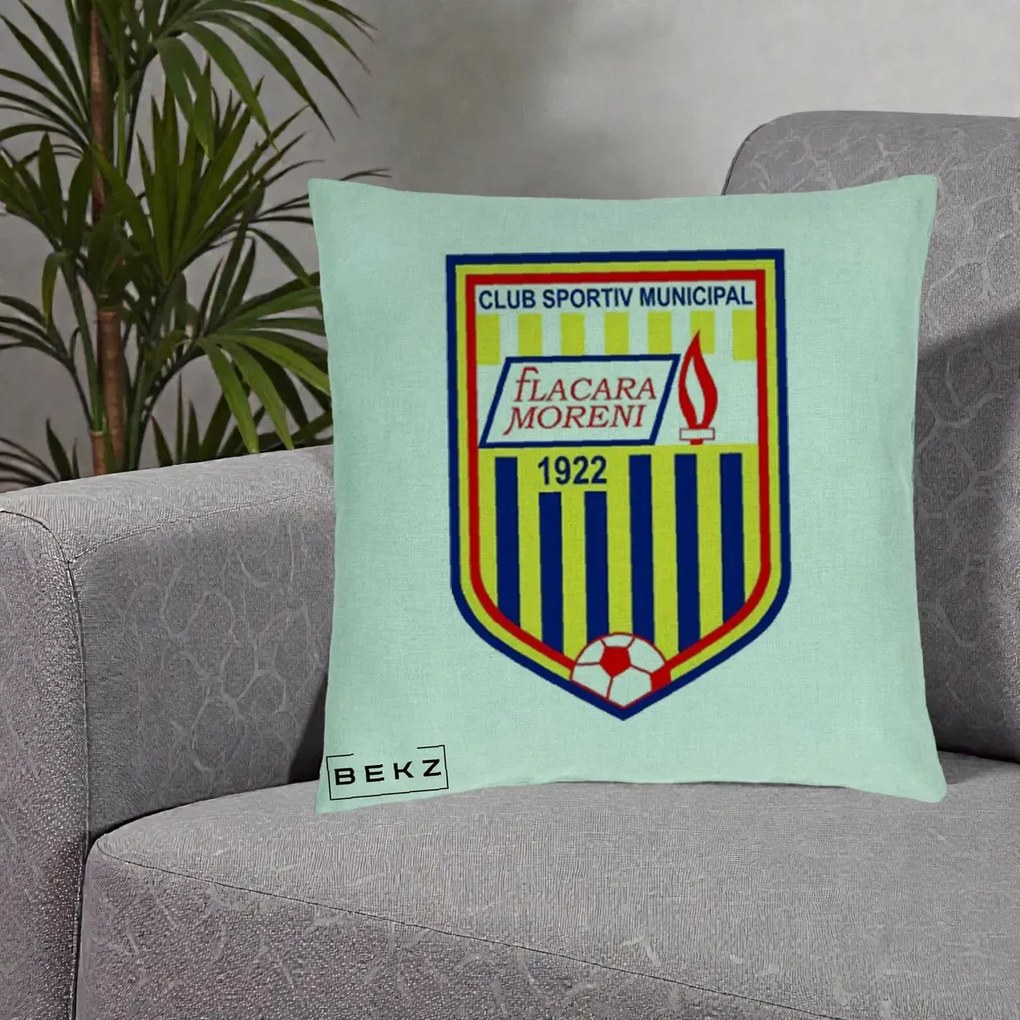 Perna Personalizata CSM Flacara Moreni 1922 Fotbal, 40x40 cm, Verde Menta, Husa Detasabila, Perna Inclusa, BEKZ®