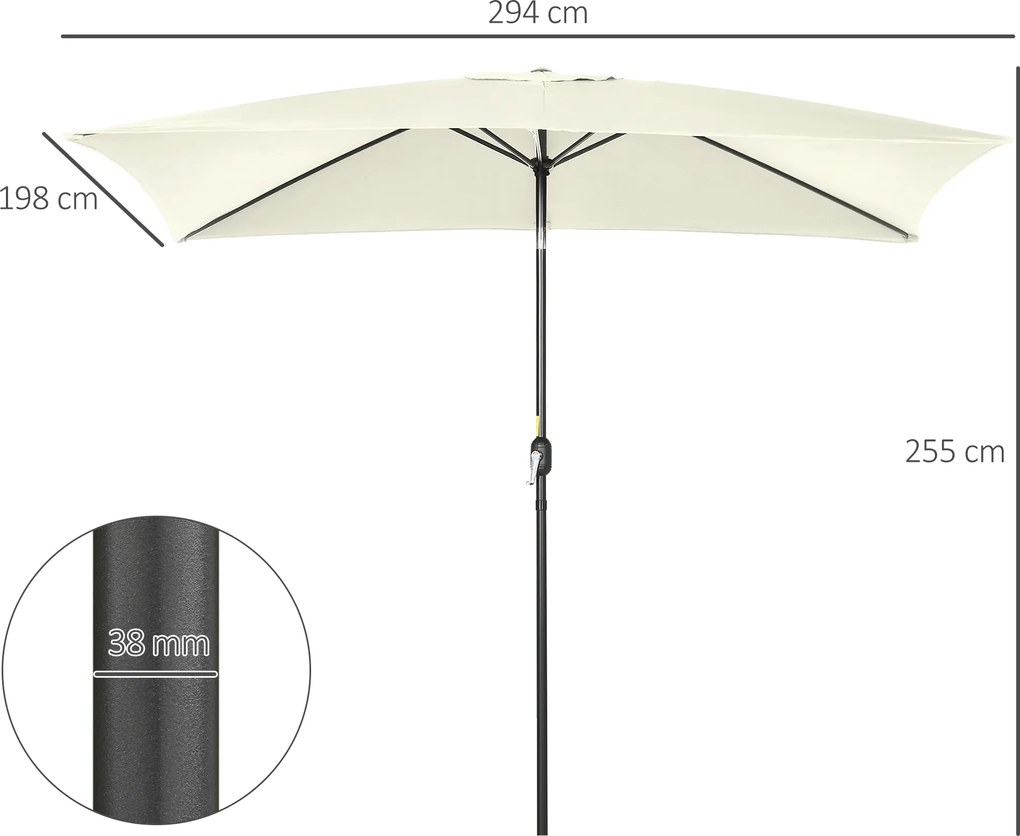 Outsunny Umbrelă de Grădină Mare, Aluminiu și Poliester, 195x295x240cm, Alb Crem și Negru | Aosom Romania