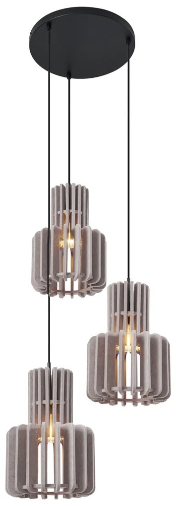Lampă suspendată retro neagră cu 3 lumini gri-maro - Felt