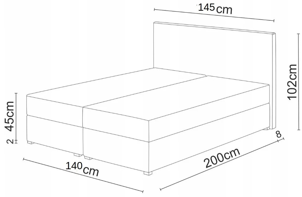 Pat matrimonial Boxspring 160 cm Karen (negru) ( cu saltea și sp. depozitare). 1046601