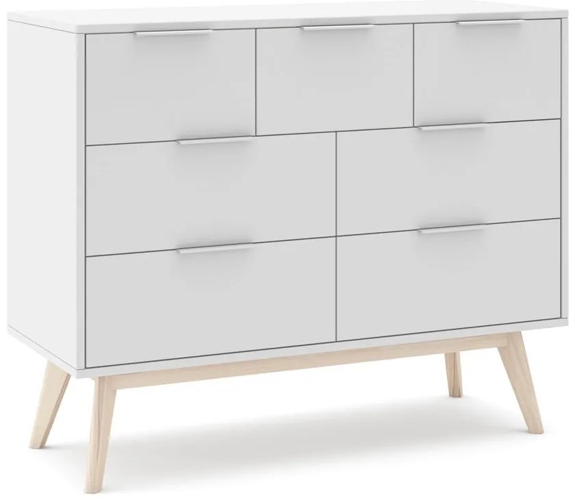 Comodă albă joasă 120x83 cm Campus – Marckeric