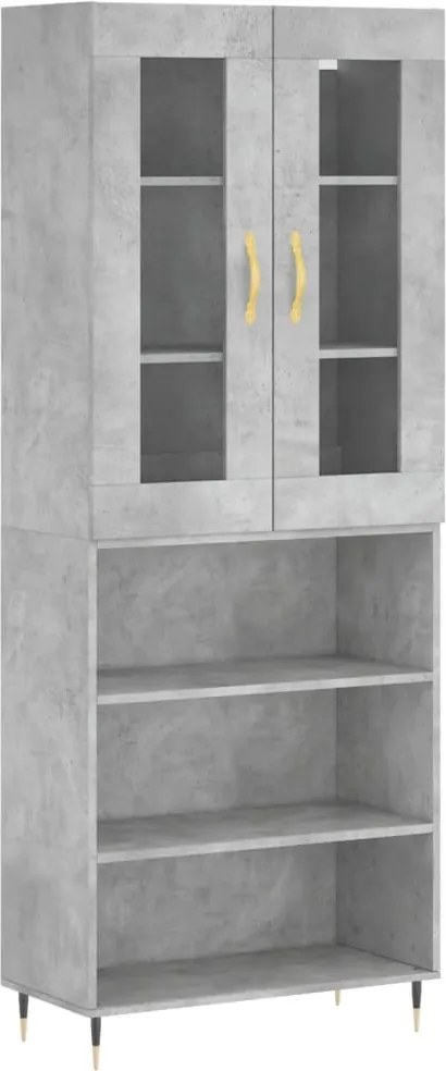 vidaXL Dulap înalt, gri beton, 69,5x34x180, lemn compozit
